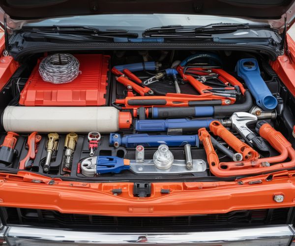 Emergency plumbing service vehicle with tools